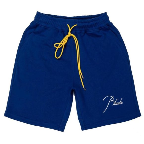 Rhude embroidered-logo drawstring shorts in blue